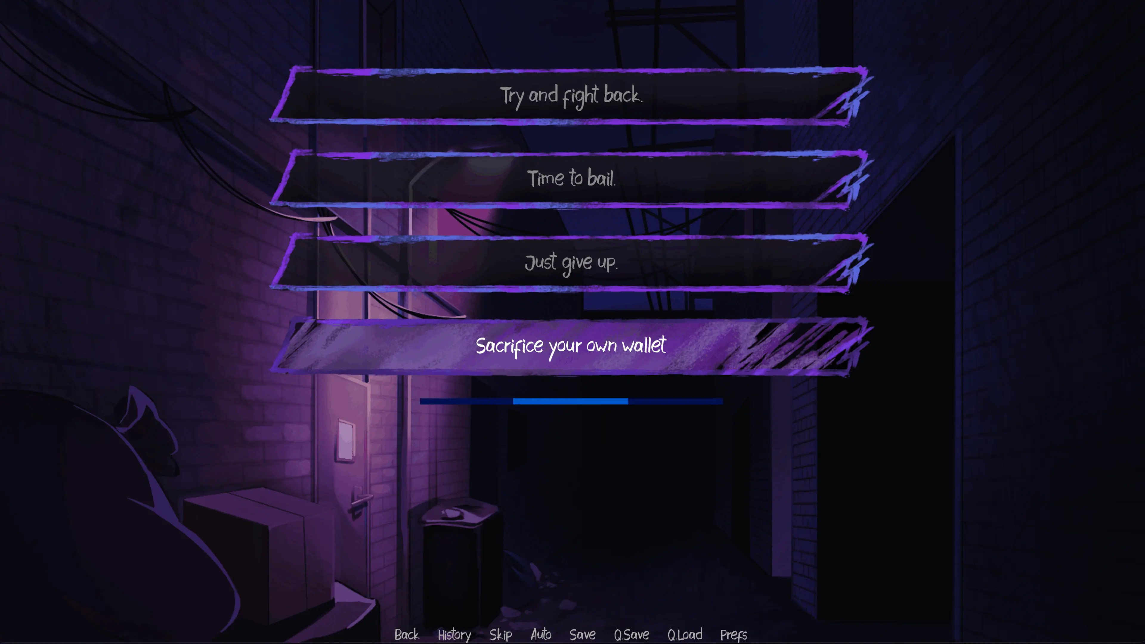 Response buttons above a shrinking countdown bar