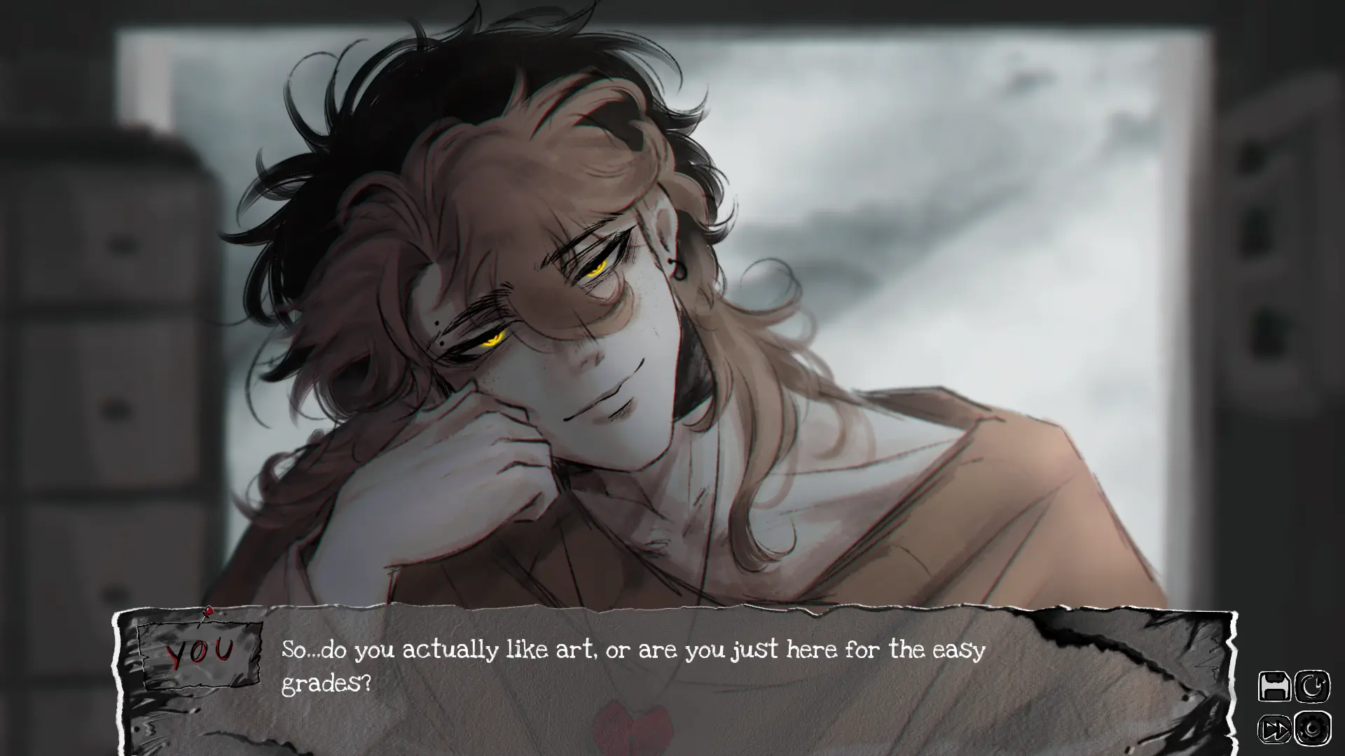 Bound By Insanity screenshot showing close character sprite work and expression detail
