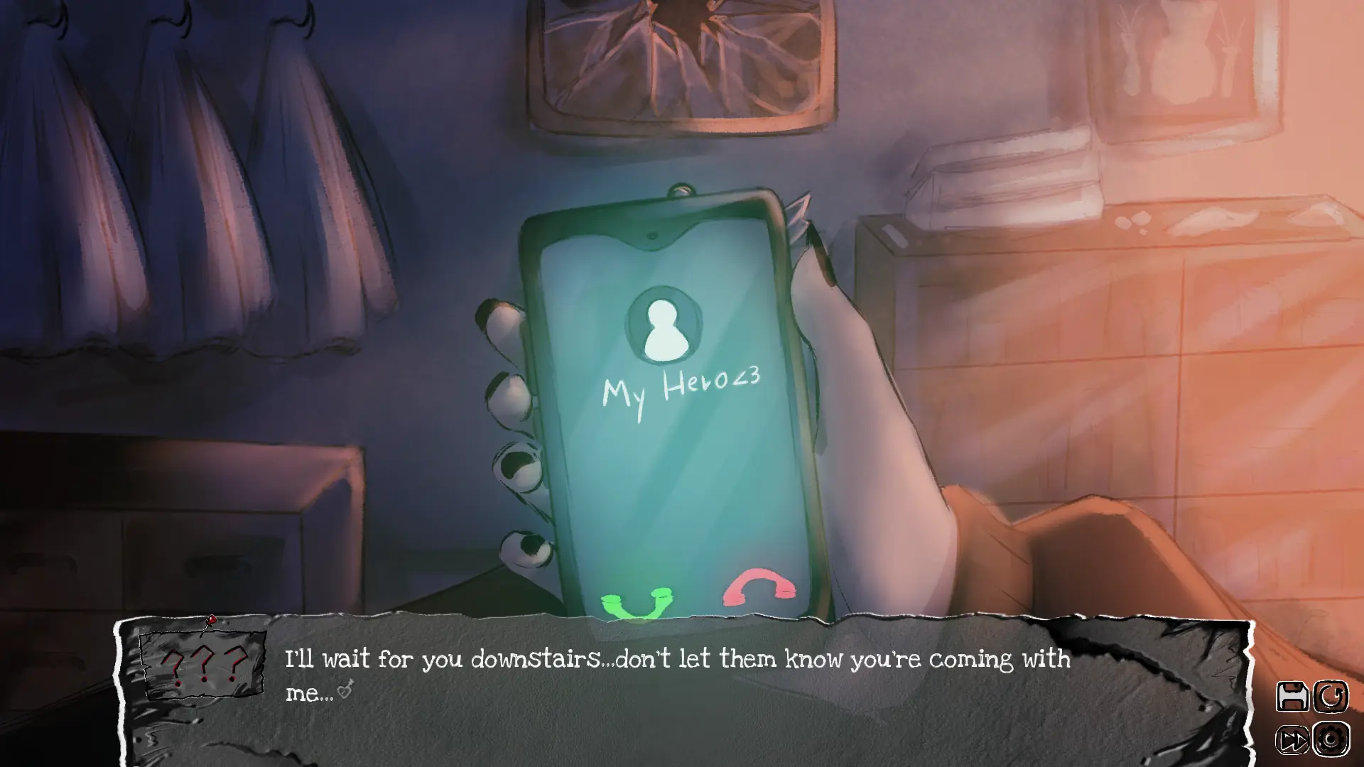 Bound By Insanity screenshot showing a full-scene illustration
