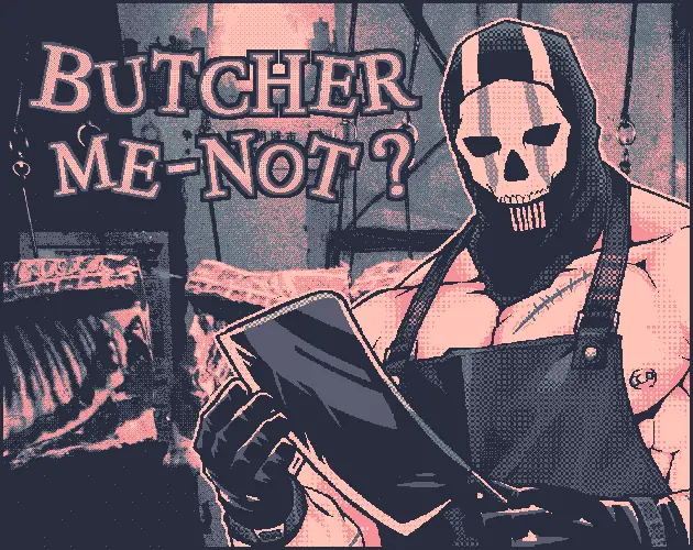 Butcher Me Not key art of the skull-masked butcher with his knife