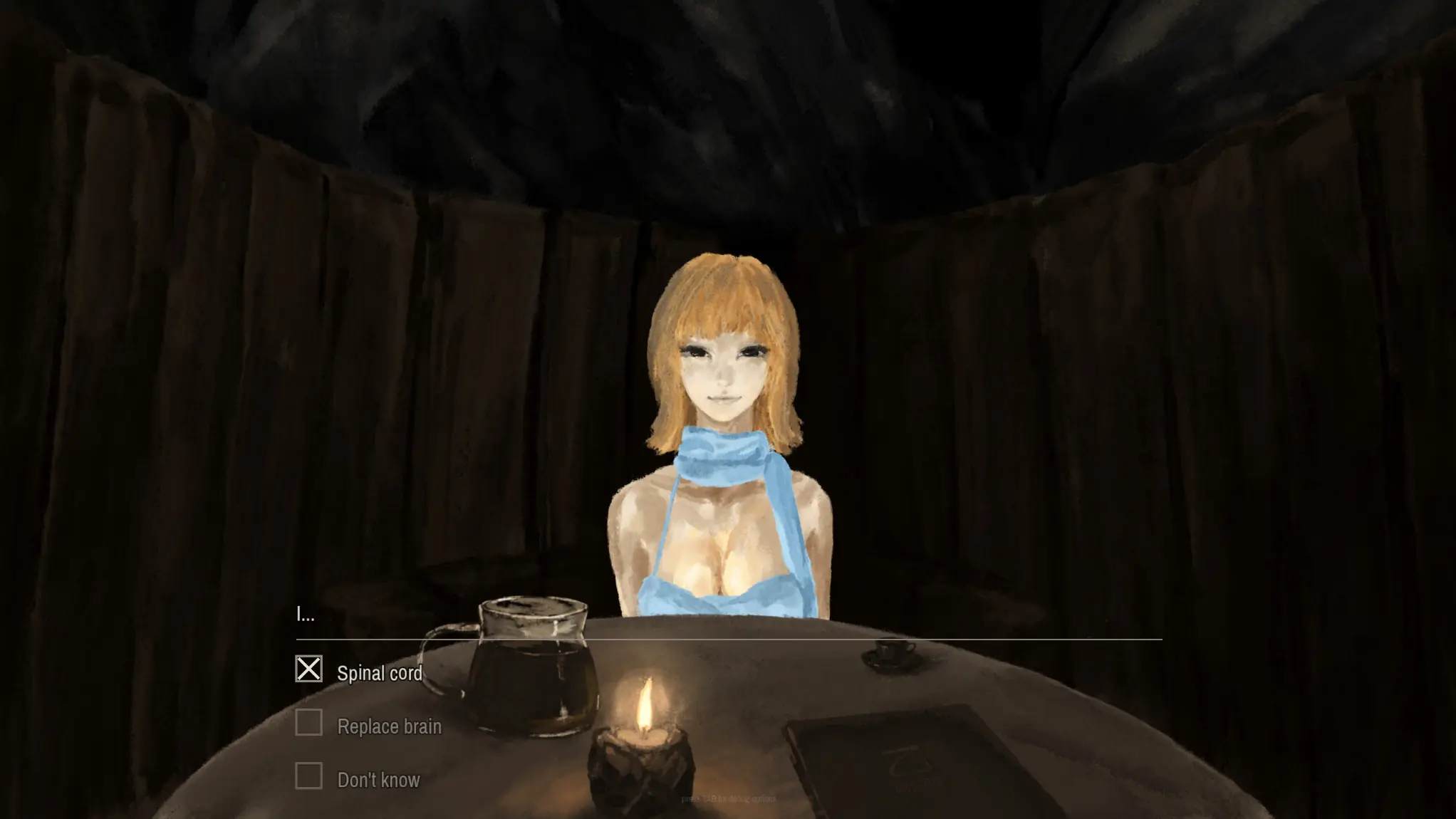 A dinner conversation interrupted by anatomical response choices